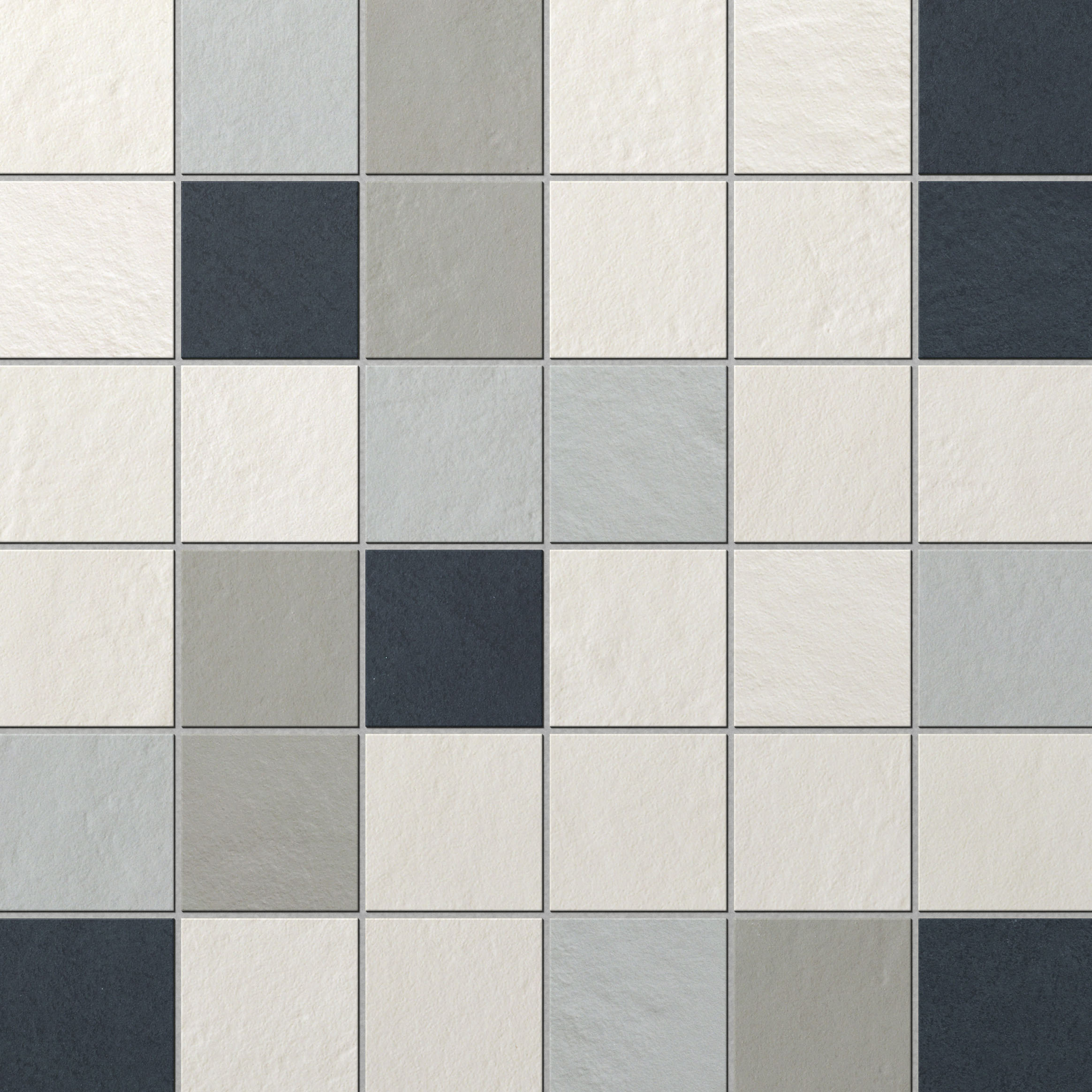 : Piastrelle in Bianco, Grigio chiaro e Antracite in un mix moderno.